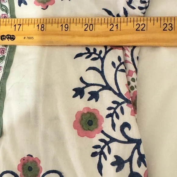 Sue Sartor Bangalore Tunic in Pink and Green Floral 100% Cotton Exquisite Sz L - Picture 12 of 15